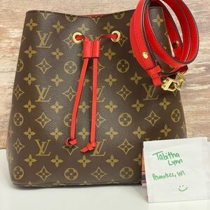 Louis Vuitton Monogram Brown Poppy Red NeoNoe Shoulder Handbag Purse